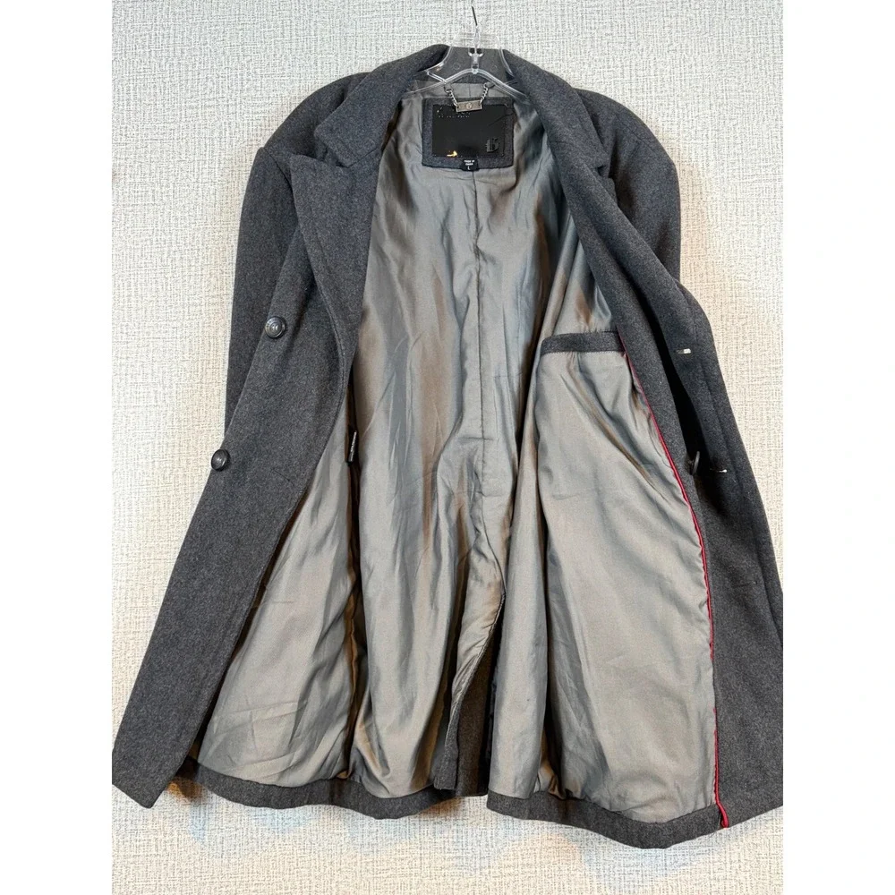 Guess‎ Mens Gray Wool Blend Pea Coat Double Breasted Heavyweight Winter Jacket L